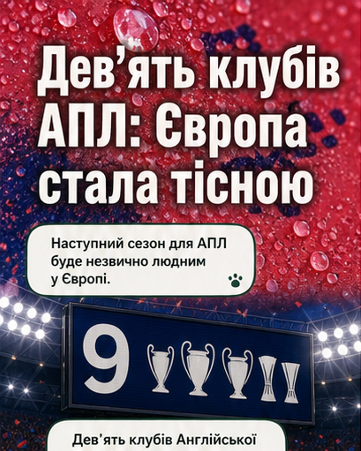 9 клубів АПЛ у єврокубках