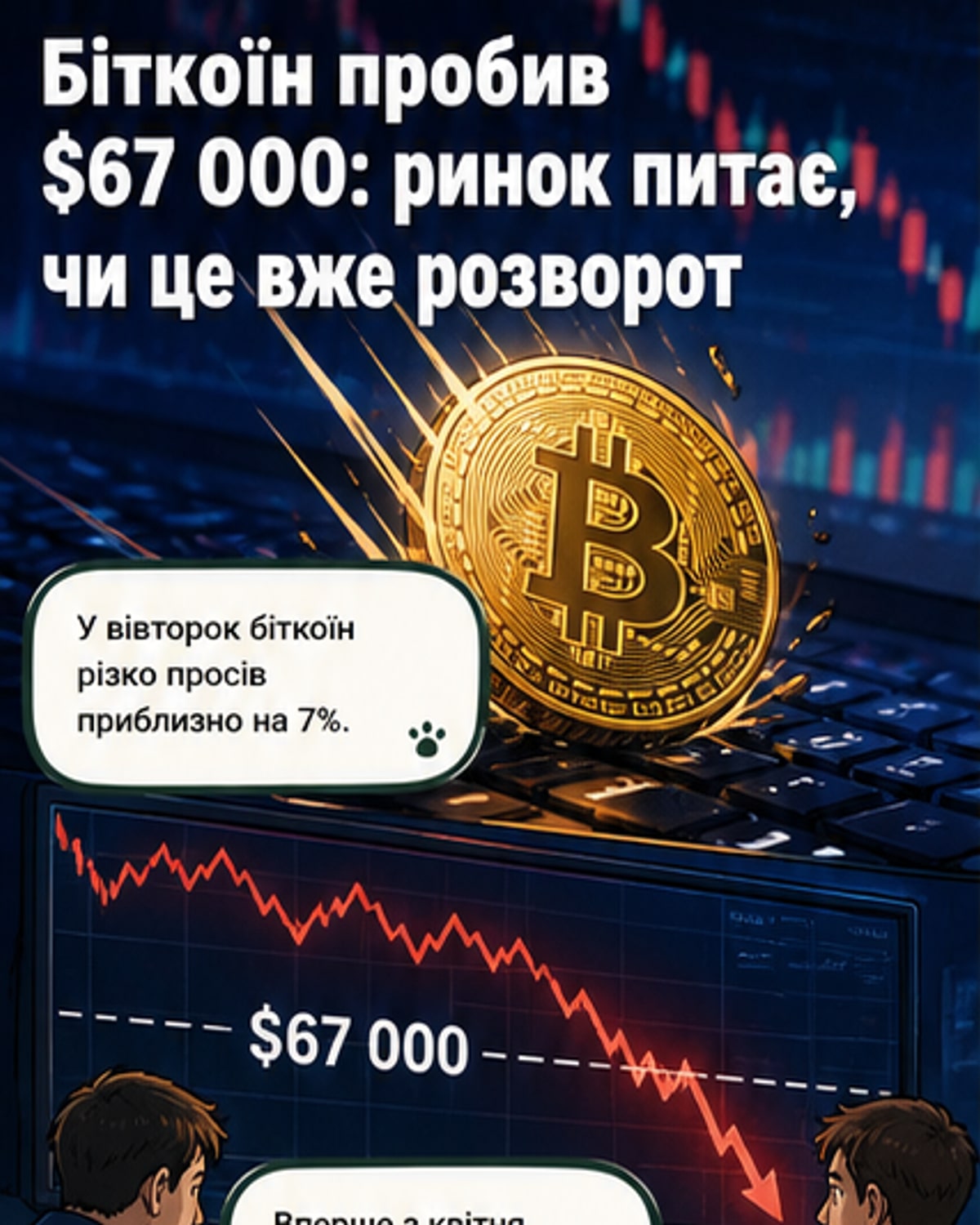 Біткоїн впав нижче $67 000