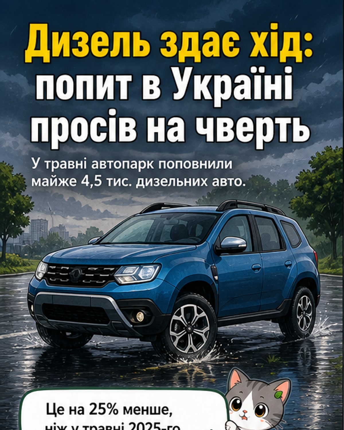 Попит на дизель упав на 25%