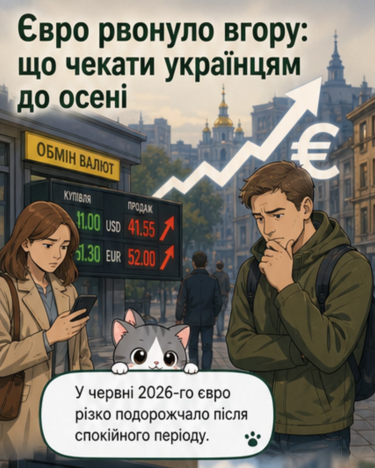 Курс євро зайняв невигідну позицію
