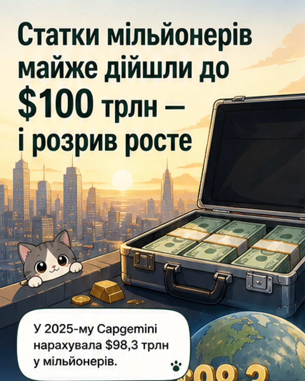 Статки мільйонерів близько до $100 трлн
