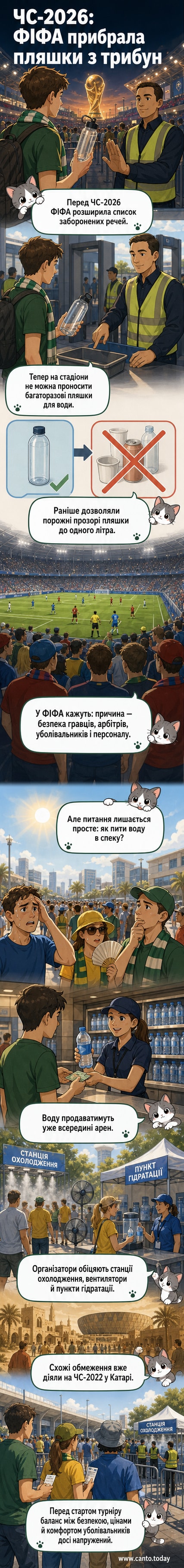 Футбольний стадіон зі суворим контролем на вході, де вболівальникам не дозволяють проносити пляшки з водою.