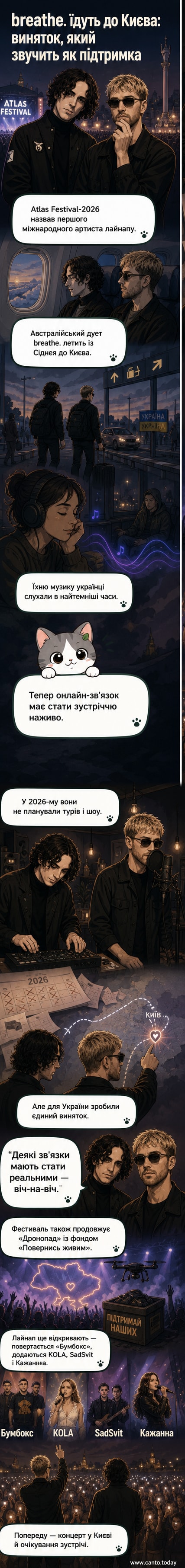 Два музиканти на темному фоні, один тримає мікрофон, другий — синтезатор; навколо — атмосферне світло, що імітує кінематографічний ефект