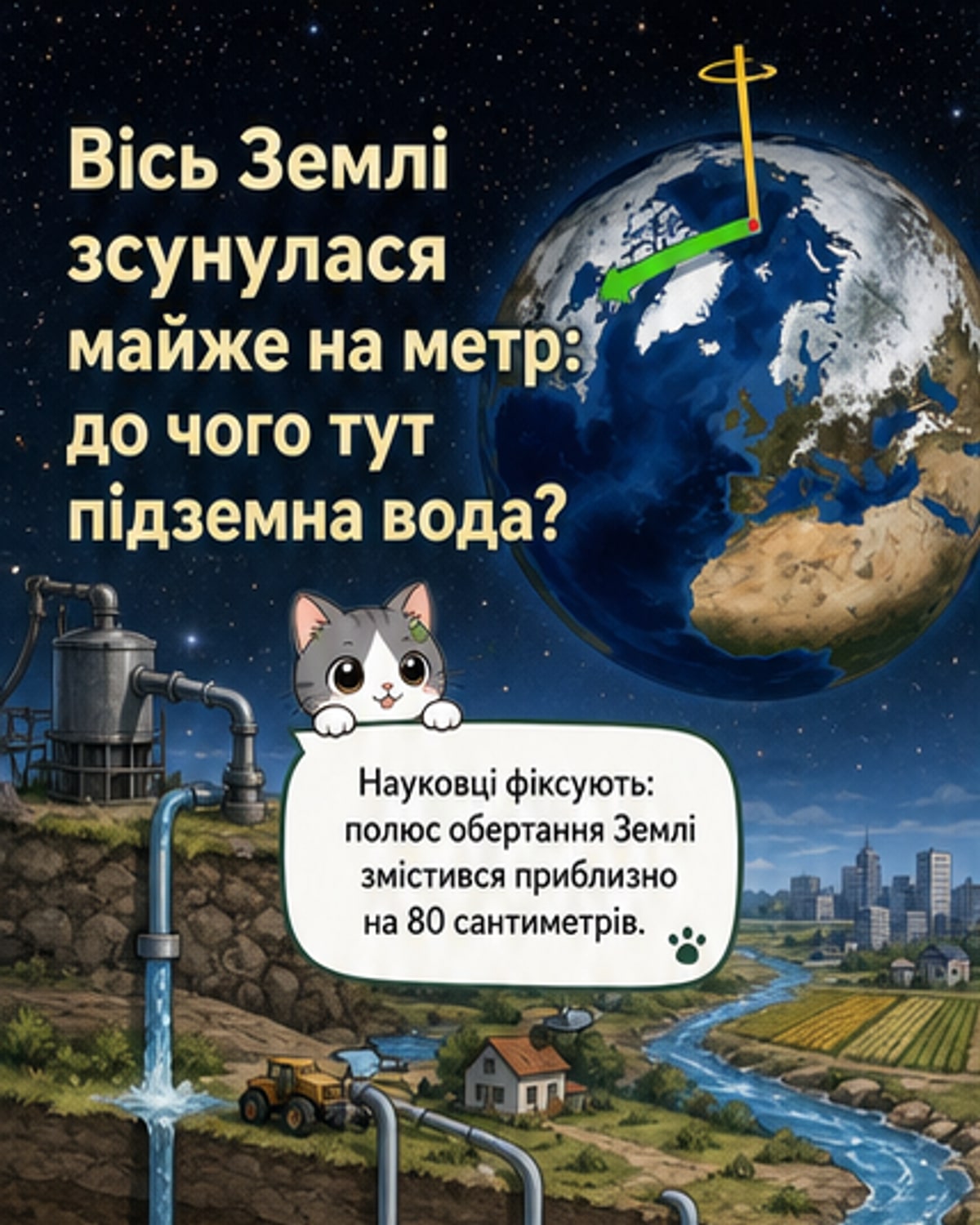 Вісь Землі змістилася майже на метр
