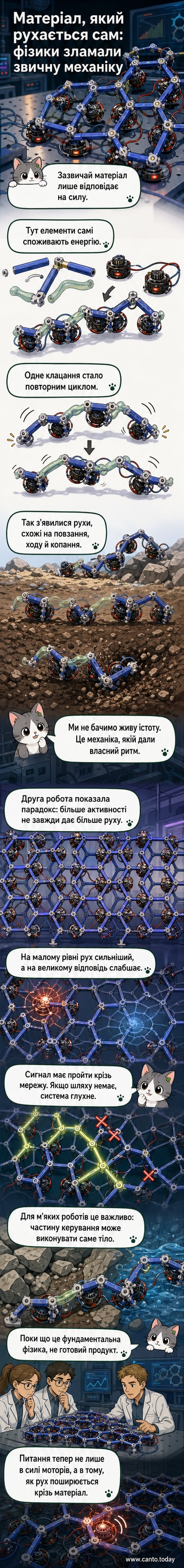 Анімація ланцюга зі стрижнів і моторів, що самостійно згинався і повз як черв'як по поверхні