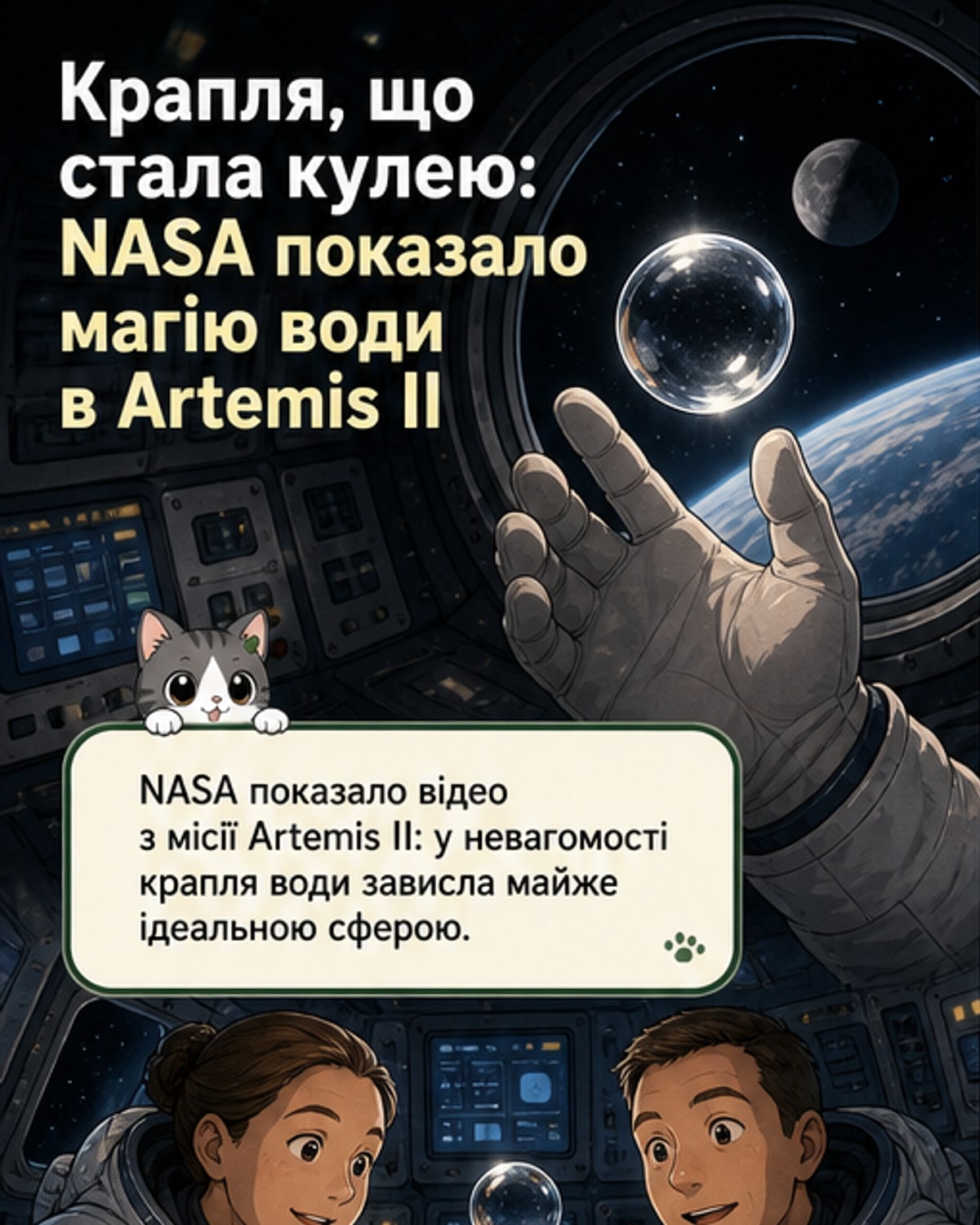 Як вода стає кулею у космосі