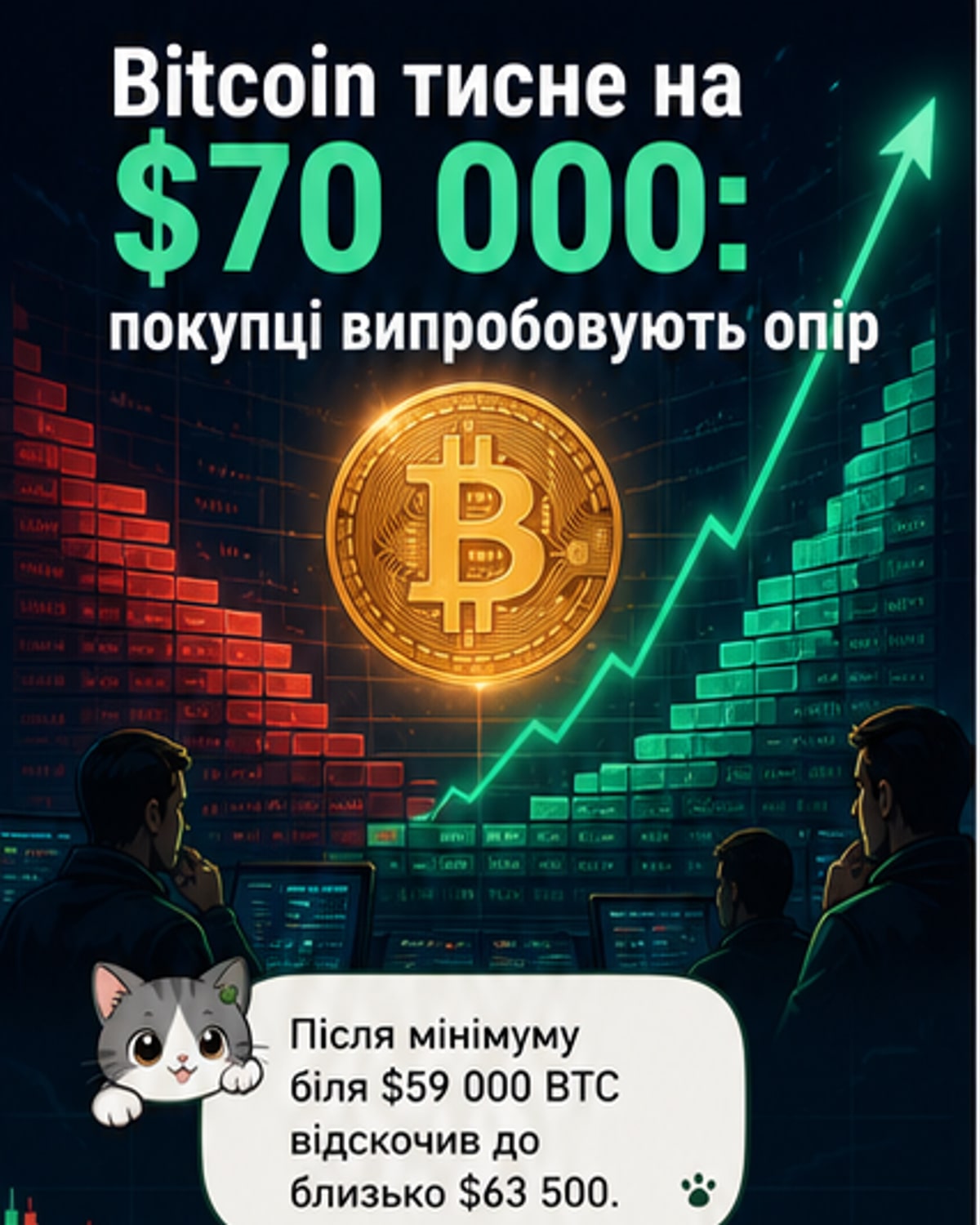Bitcoin наближається до $70 000