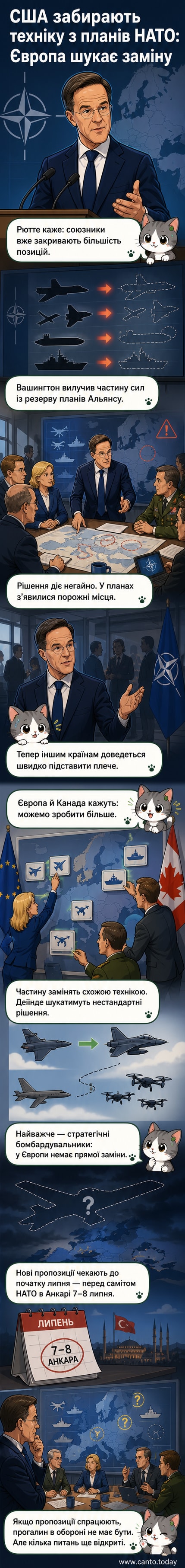 Ілюстрація: карта Європи з військовими літаками та кораблями, що замінюють американські системи в структурі НАТО