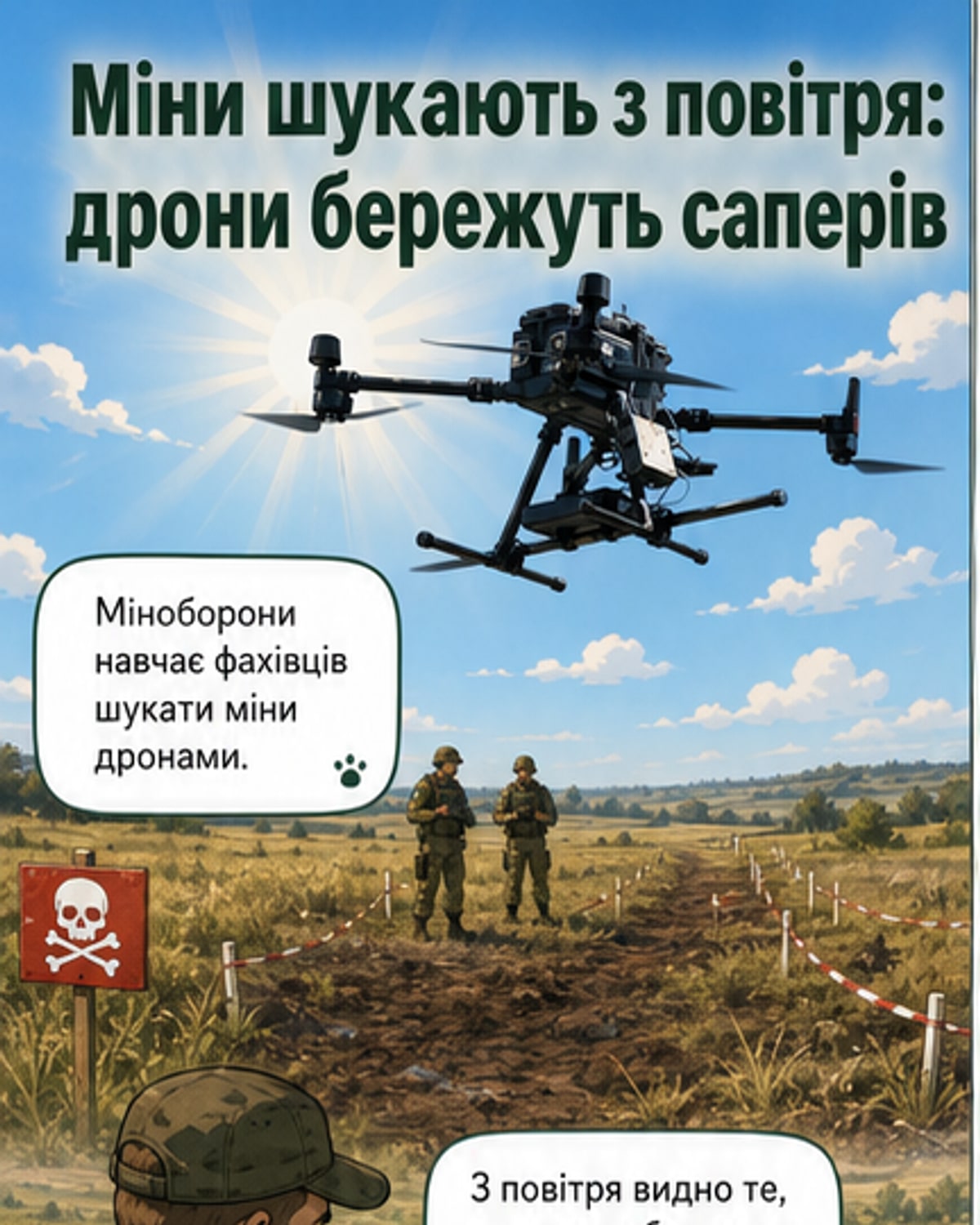 Як дрони шукають міни з повітря