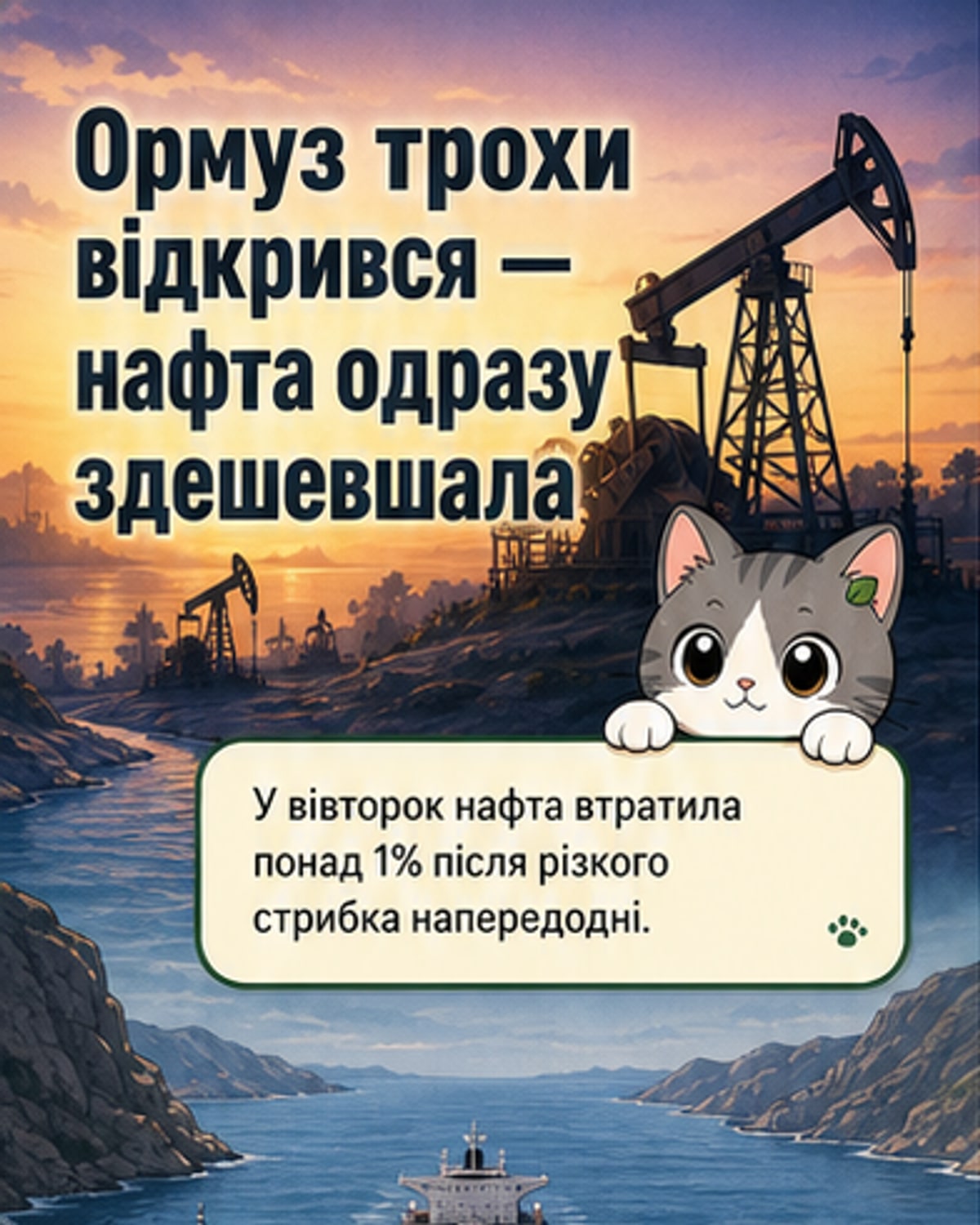 Нафта дешевшає після проходження судна США через Ормузьку протоку