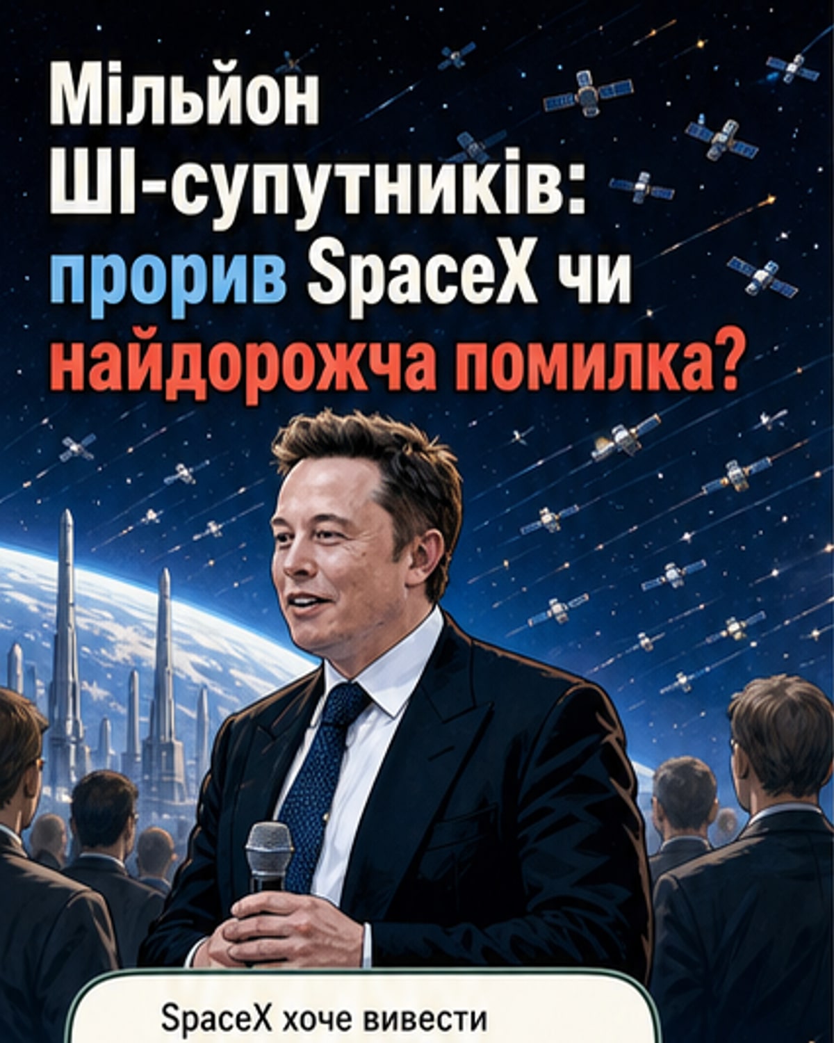 SpaceX готує мегасузір'я з мільйона ШІ-супутників