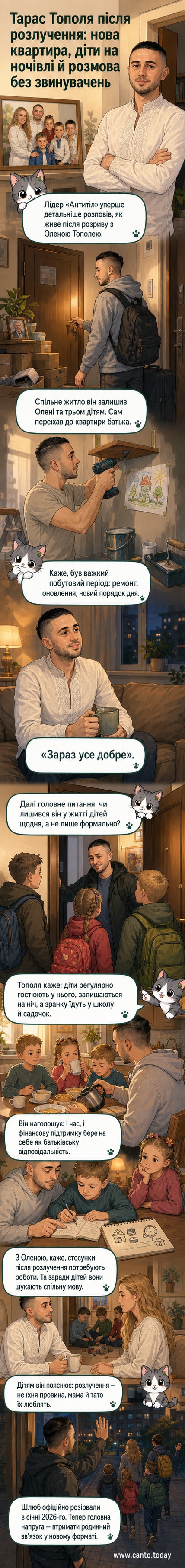 Тарас Тополя стоїть у сучасній кімнаті з музичними інструментами, поруч фото з дітьми