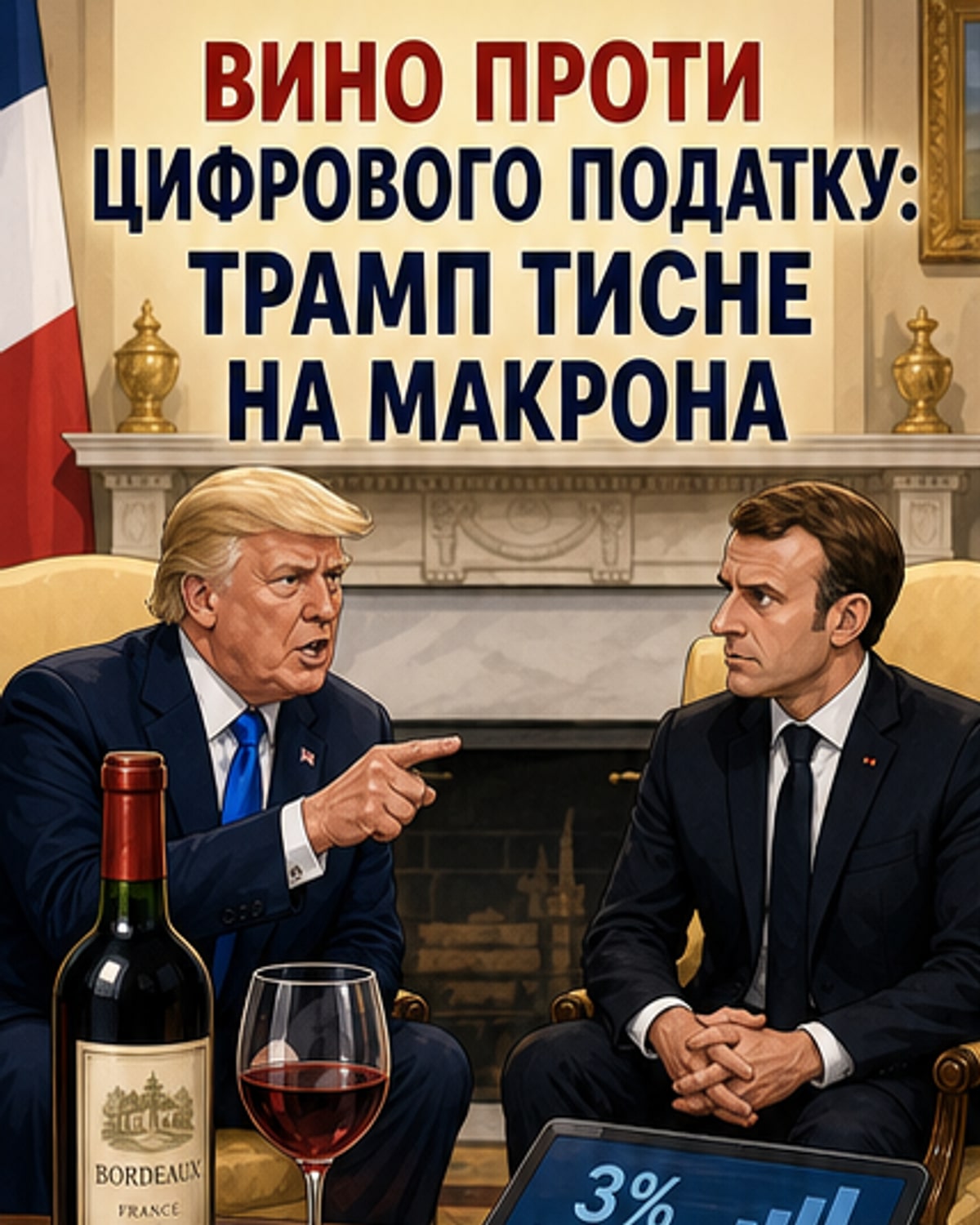 Трамп загрожує 100% митом на французьке вино
