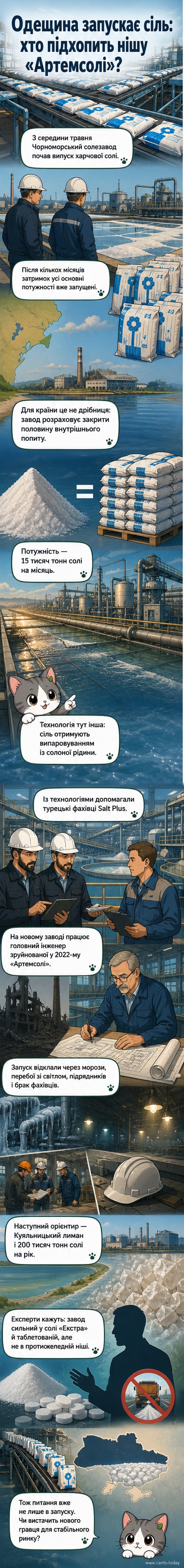 Вид згори на новий солезавод на узбережжі Чорного моря, де відбувається випарювання морської води для отримання харчової солі