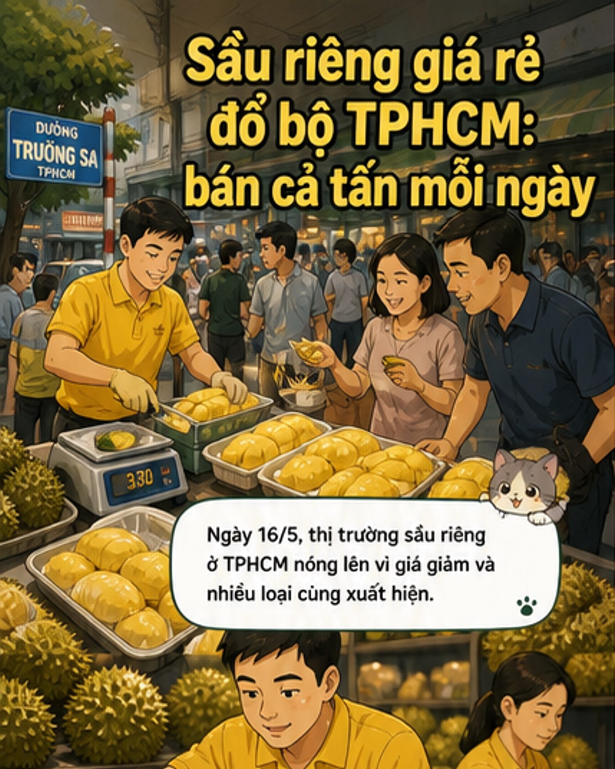 Sầu riêng đổ bộ TP.HCM, giá rẻ bán cả tấn mỗi ngày