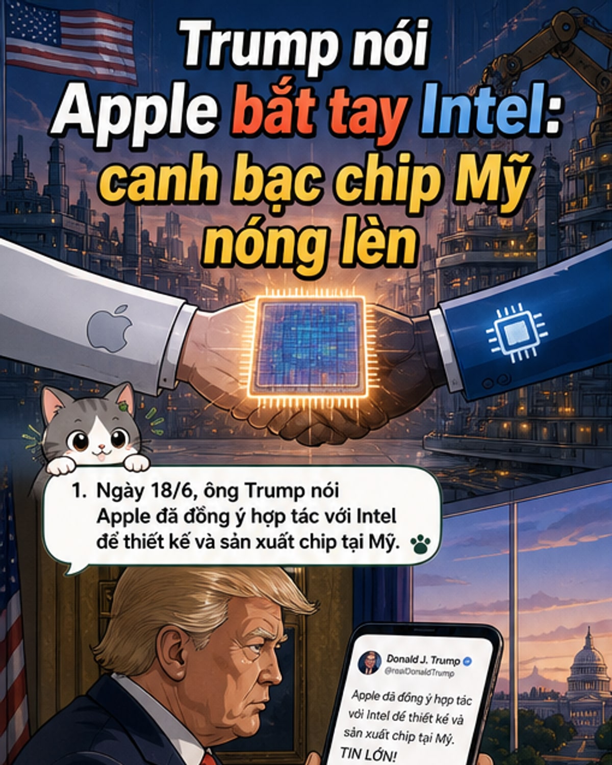 Apple và Intel bắt tay sản xuất chip tại Mỹ