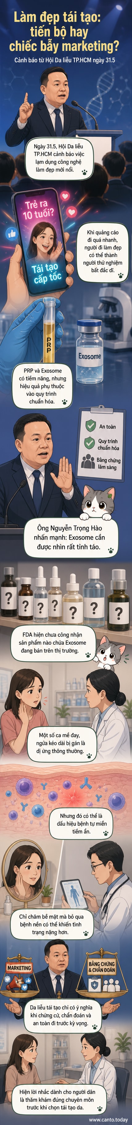 Bác sĩ cảnh báo về các liệu pháp làm đẹp PRP và exosome chưa được kiểm chứng, trong bối cảnh y học tái tạo đang phát triển mạnh