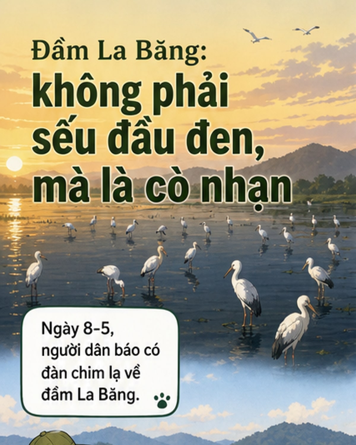 Đàn chim quý hiếm ở đầm La Băng là cò nhạn