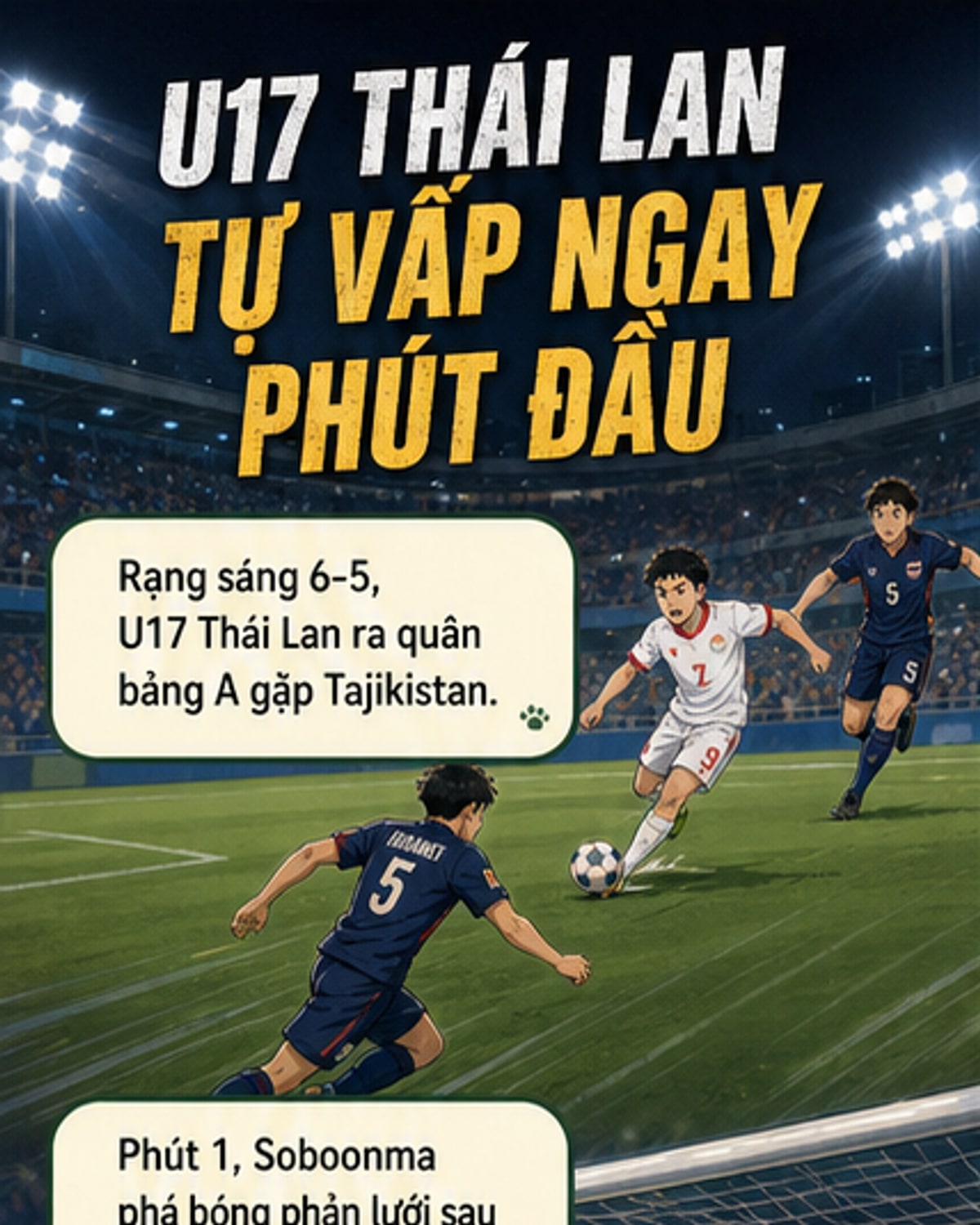 U17 Thái Lan thua sốc Tajikistan ngay trận ra quân