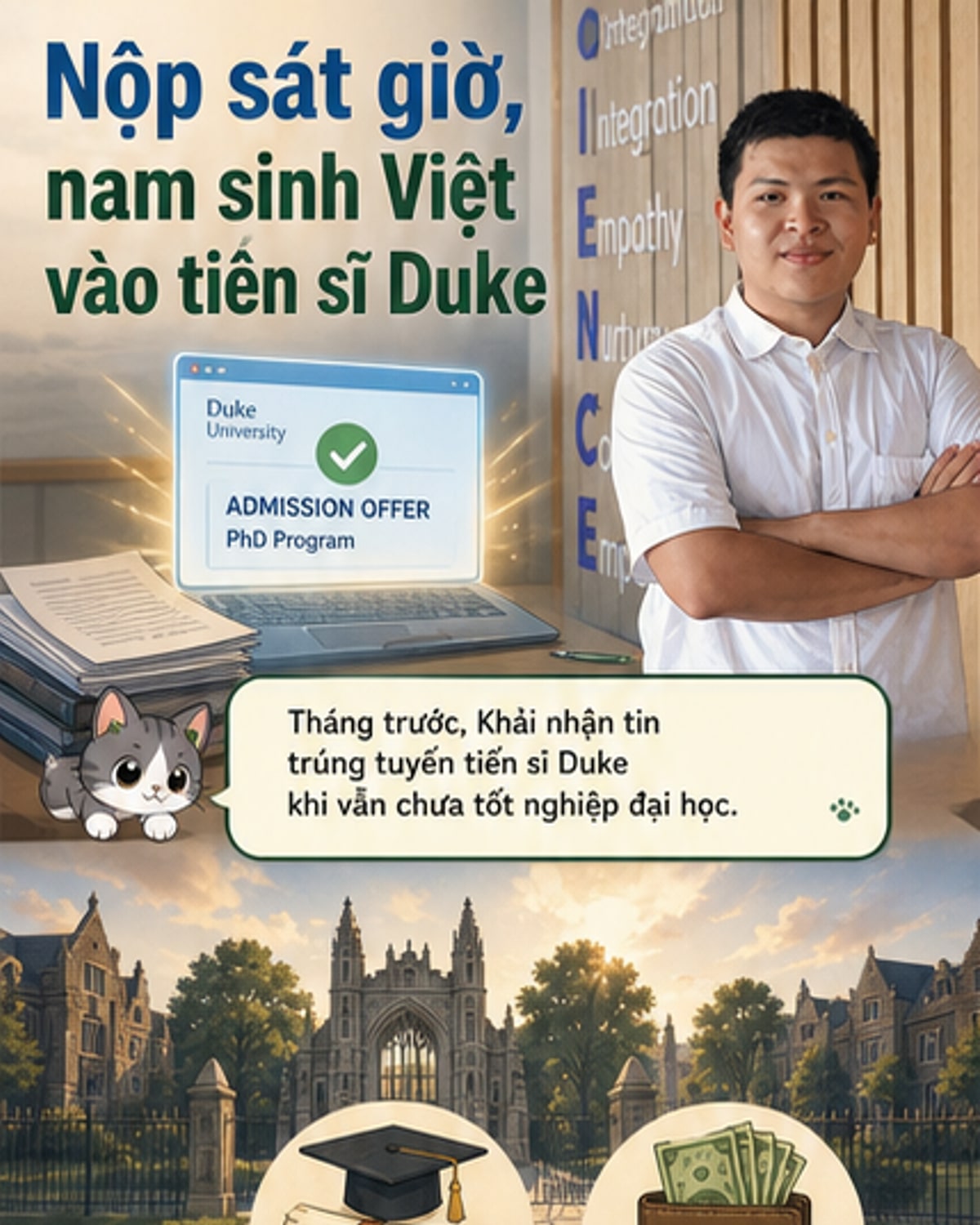 Sinh viên Việt trúng tuyển tiến sĩ Duke trước tốt nghiệp