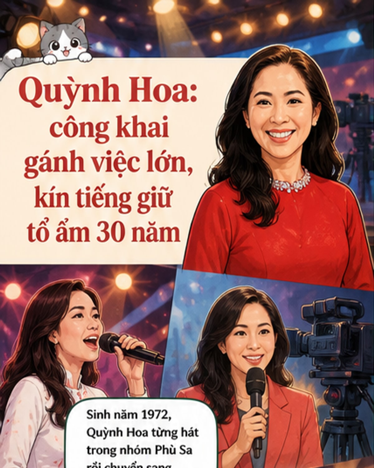 MC Quỳnh Hoa giấu chồng suốt 30 năm