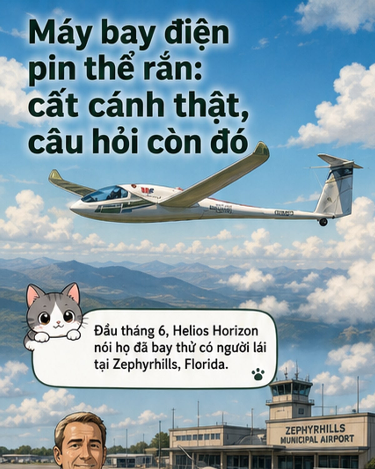 Máy bay điện pin thể rắn cất cánh