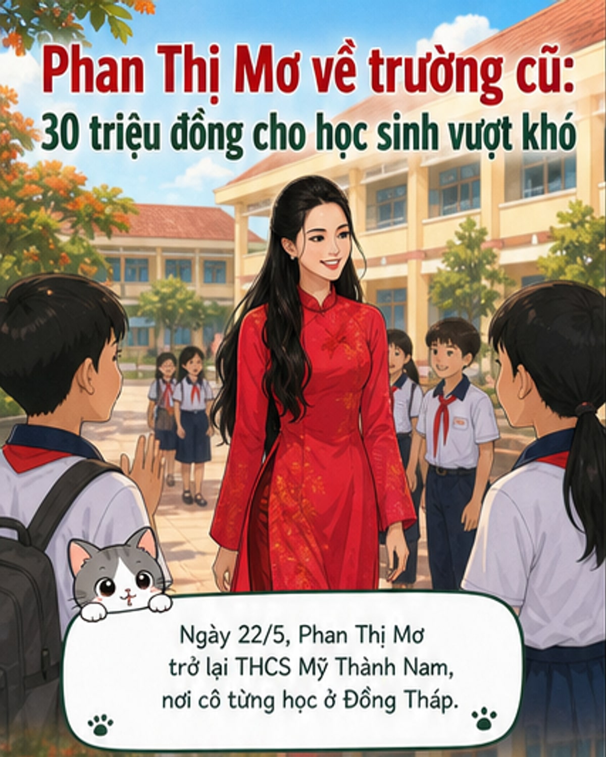 Hoa hậu về trường cũ trao học bổng
