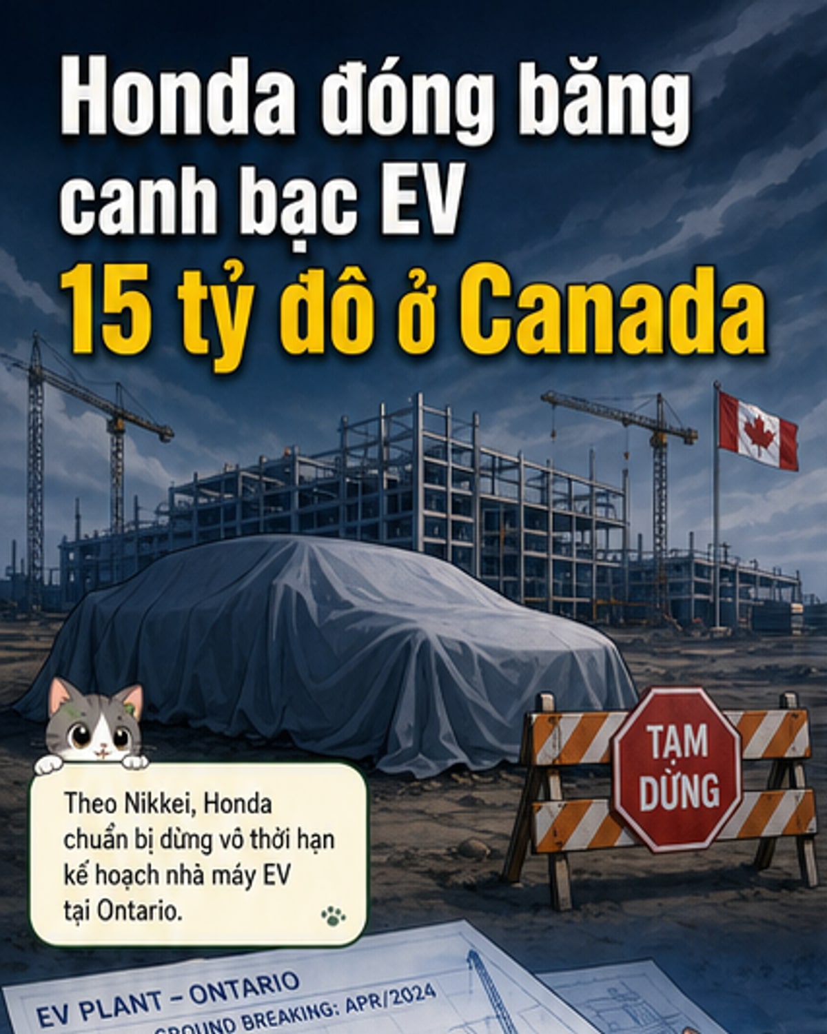 Honda tạm dừng nhà máy xe điện tại Canada