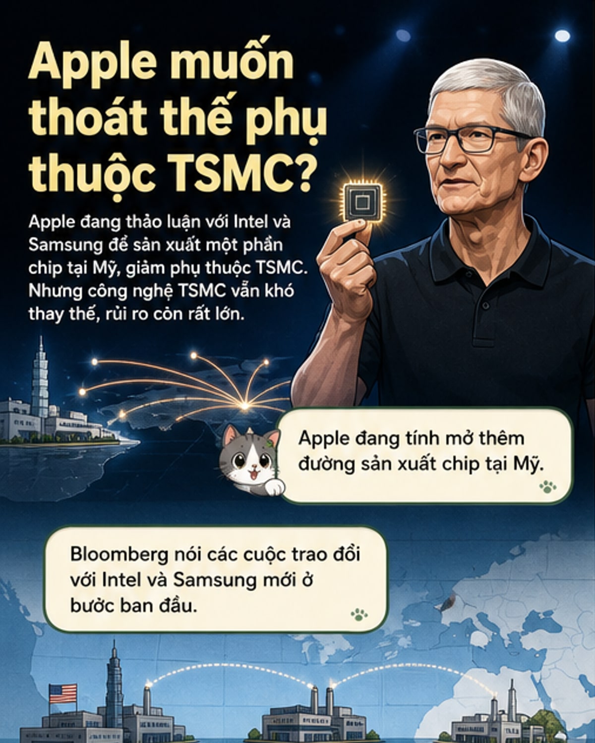 Apple tìm đối tác mới sản xuất chip