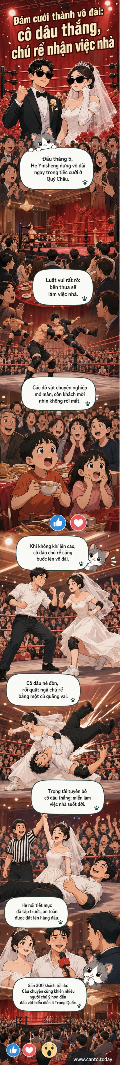 Cô dâu quật ngã chú rể trong trận đấu vật tại đám cưới ở Trung Quốc