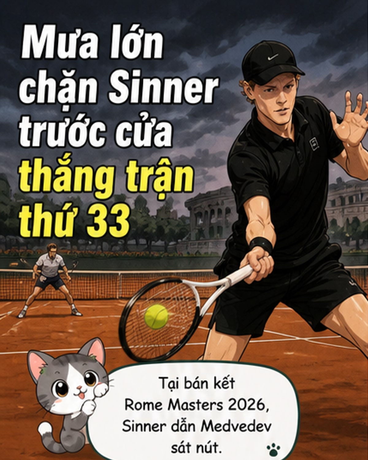 Mưa lớn ngắt mạch Sinner?