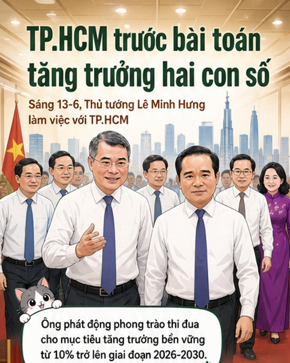 Thủ tướng Lê Minh Hưng phát biểu tại buổi làm việc với Ban Thường vụ Thành ủy TP.HCM về mục tiêu tăng trưởng hai con số và cải cách hành chính