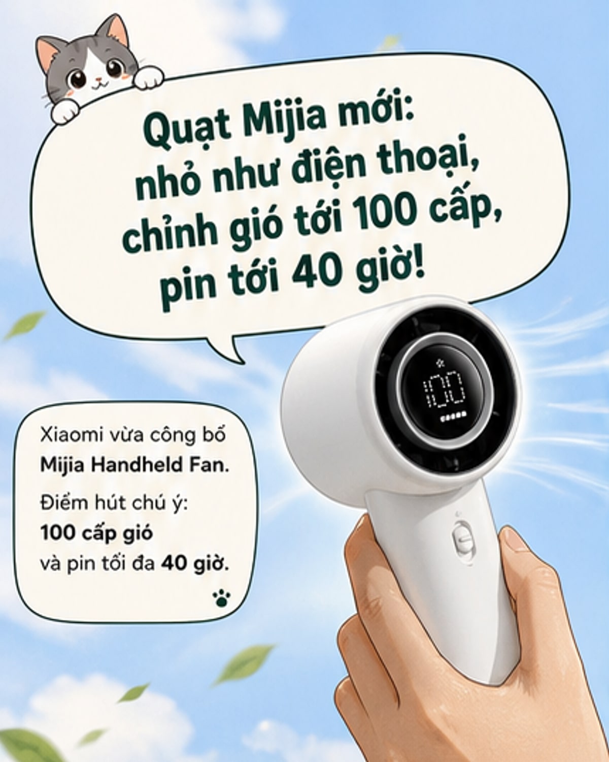 Xiaomi ra mắt quạt cầm tay 100 cấp độ gió