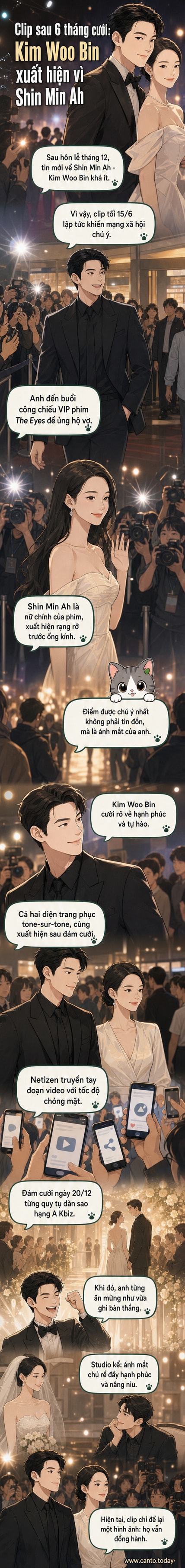 Kim Woo Bin và Shin Min Ah xuất hiện cùng nhau tại sự kiện, cả hai mặc trang phục tông xuyệt tông, cười rạng rỡ và ánh mắt tràn đầy hạnh phúc