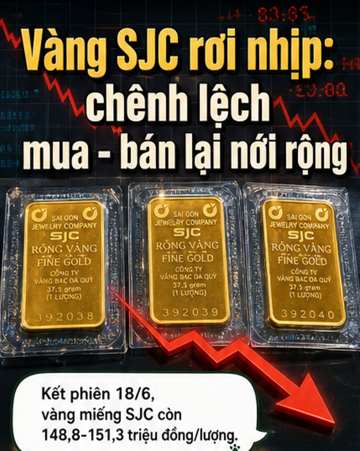 Biểu đồ giá vàng SJC và giá vàng thế giới cùng đi xuống trong bối cảnh Fed giữ lãi suất nhưng để ngỏ khả năng tăng vào cuối năm.