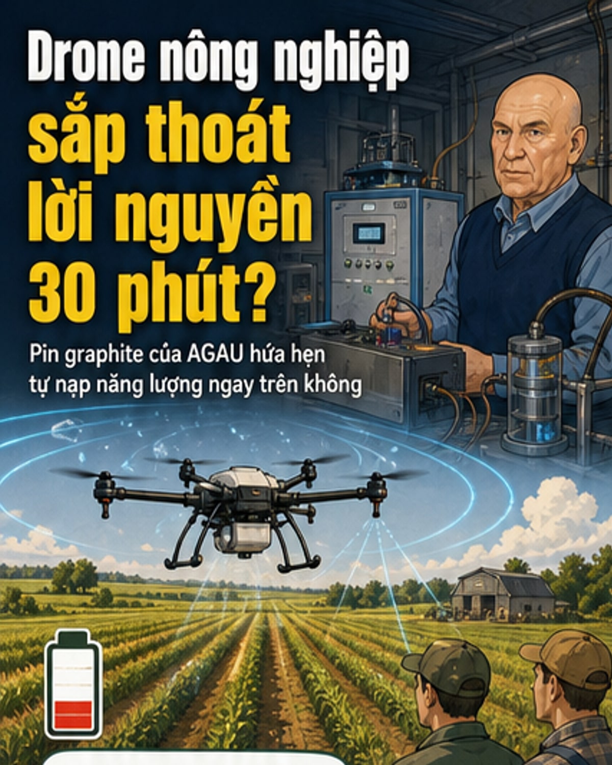 Nga ra mắt pin bay không cần hạ cánh