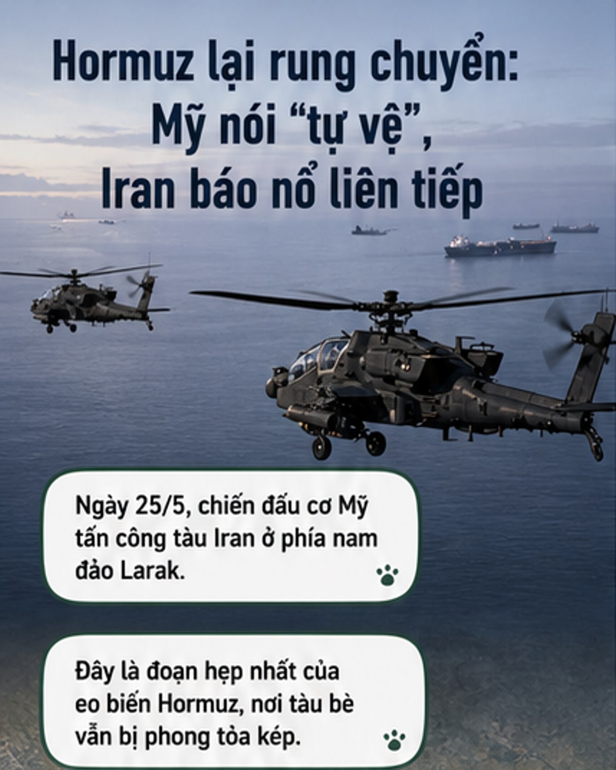 Mỹ không kích Iran gần eo biển Hormuz