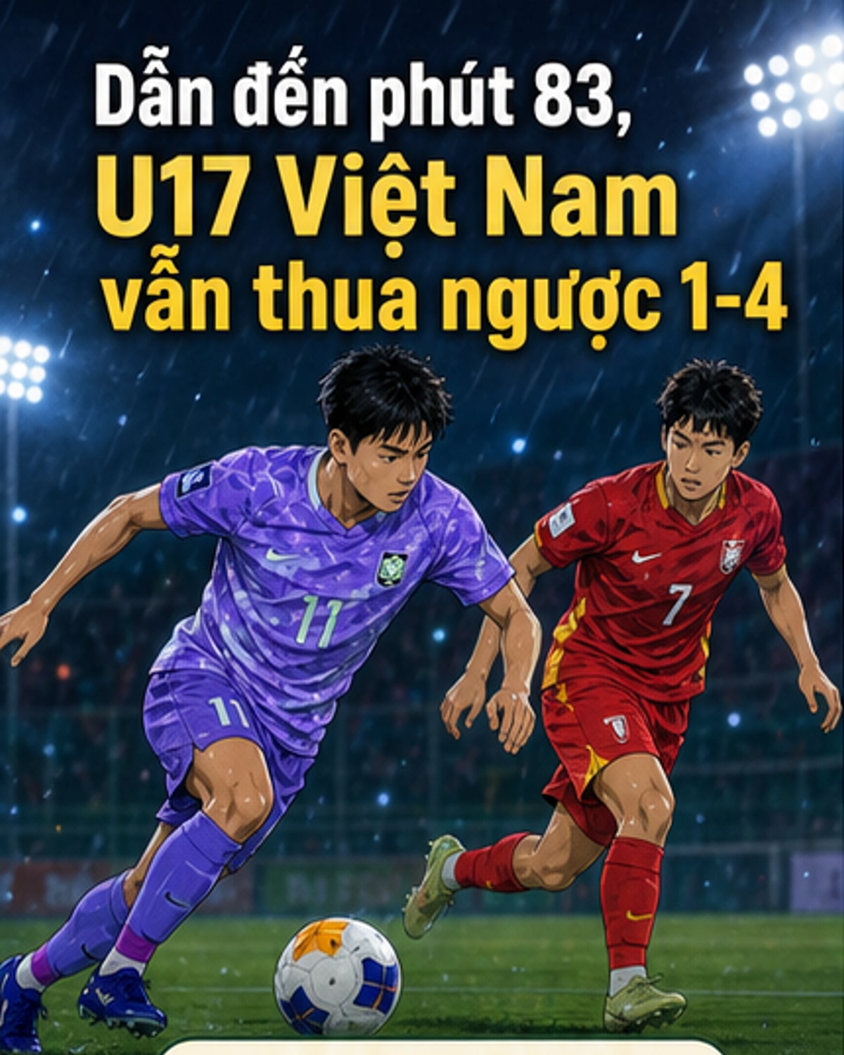 U17 Việt Nam thua ngược 1-4 trước U17 Hàn Quốc