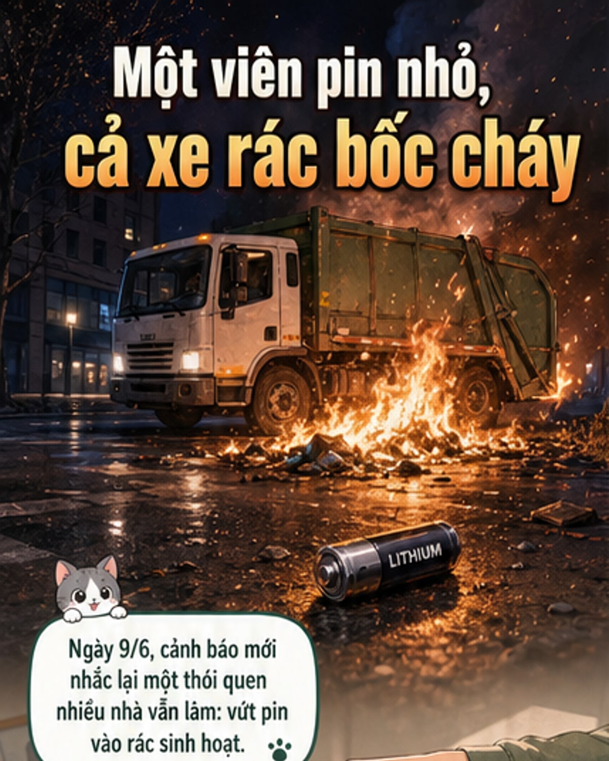 Vứt pin lithium bừa bãi, nguy cơ cháy lớn