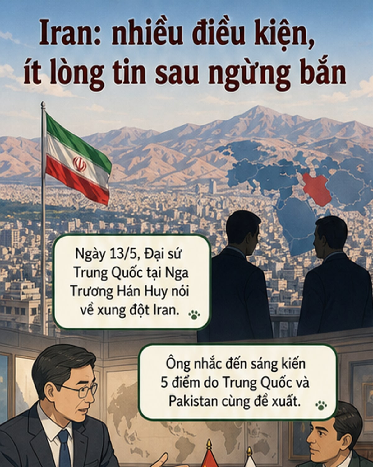 Trung Quốc đề xuất 5 điểm cho ngừng bắn Iran
