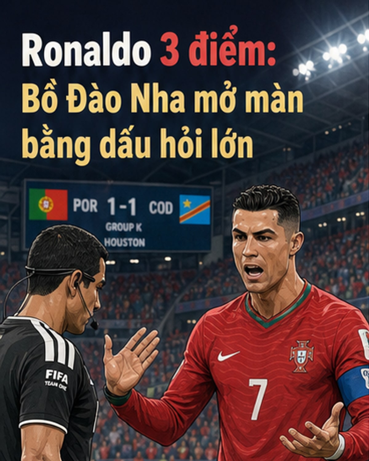 Ronaldo bị chấm điểm thấp nhất trận ra quân World Cup 2026