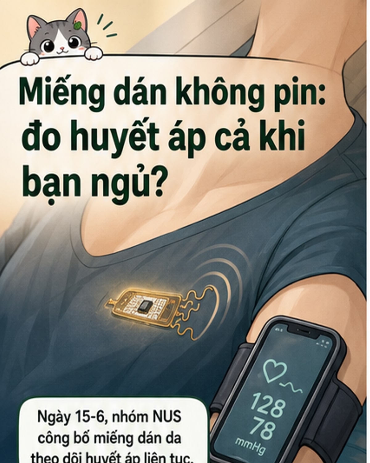 Miếng dán theo dõi huyết áp không cần pin