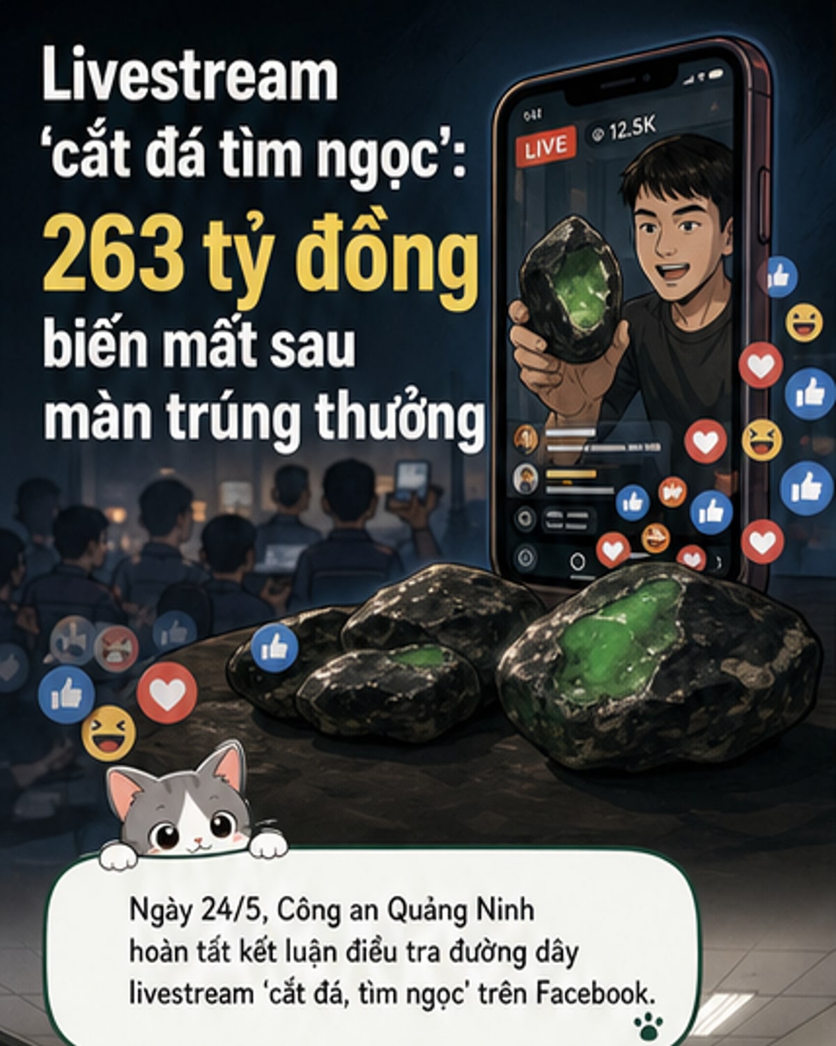 Triệt phá đường dây livestream 'cắt đá, tìm ngọc' lừa 263 tỷ