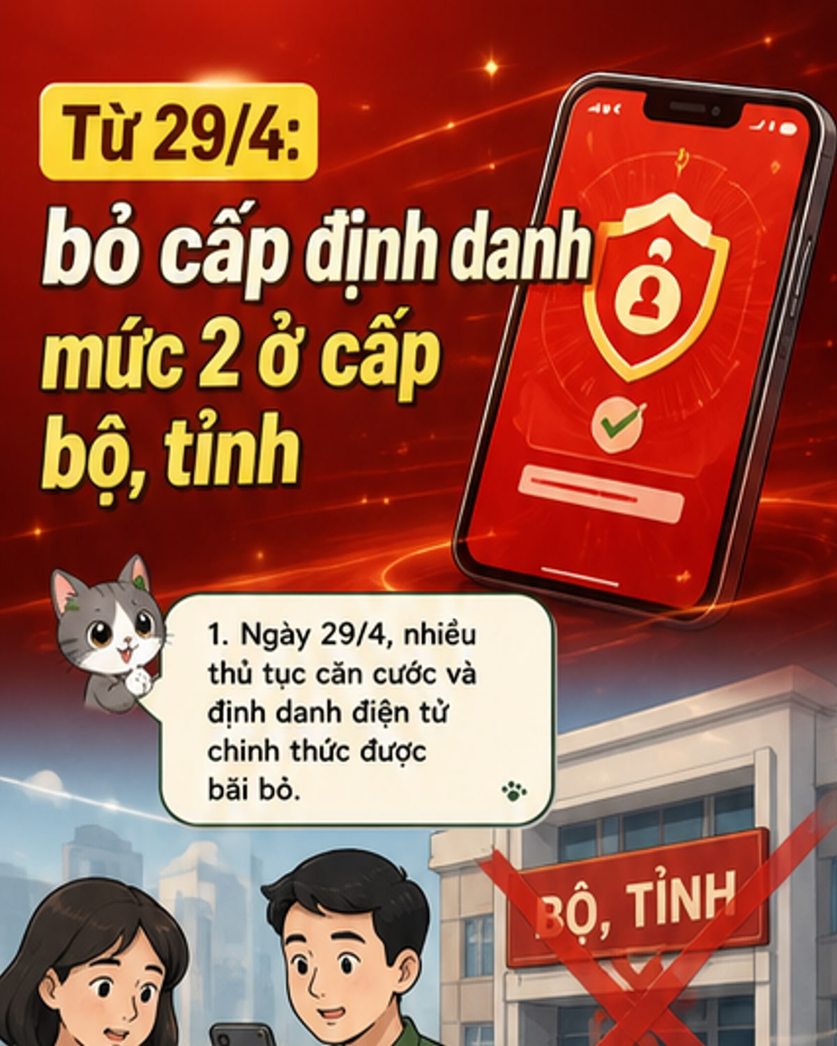 Ngừng cấp tài khoản định danh mức 2 tại bộ, tỉnh