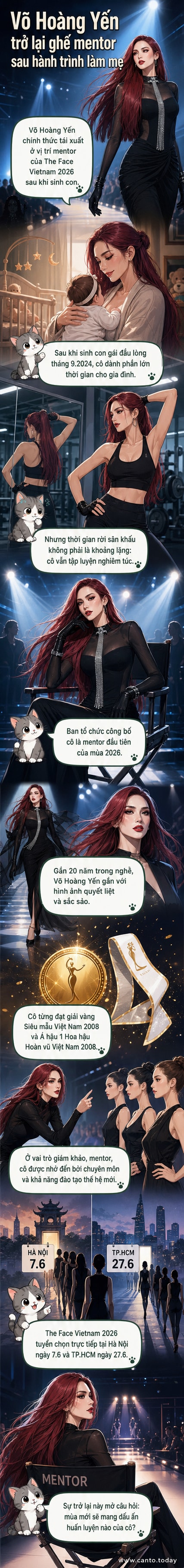 Võ Hoàng Yến trong trang phục thời trang, tự tin sải bước trên sàn diễn, tái xuất sau thời gian nghỉ sinh con.