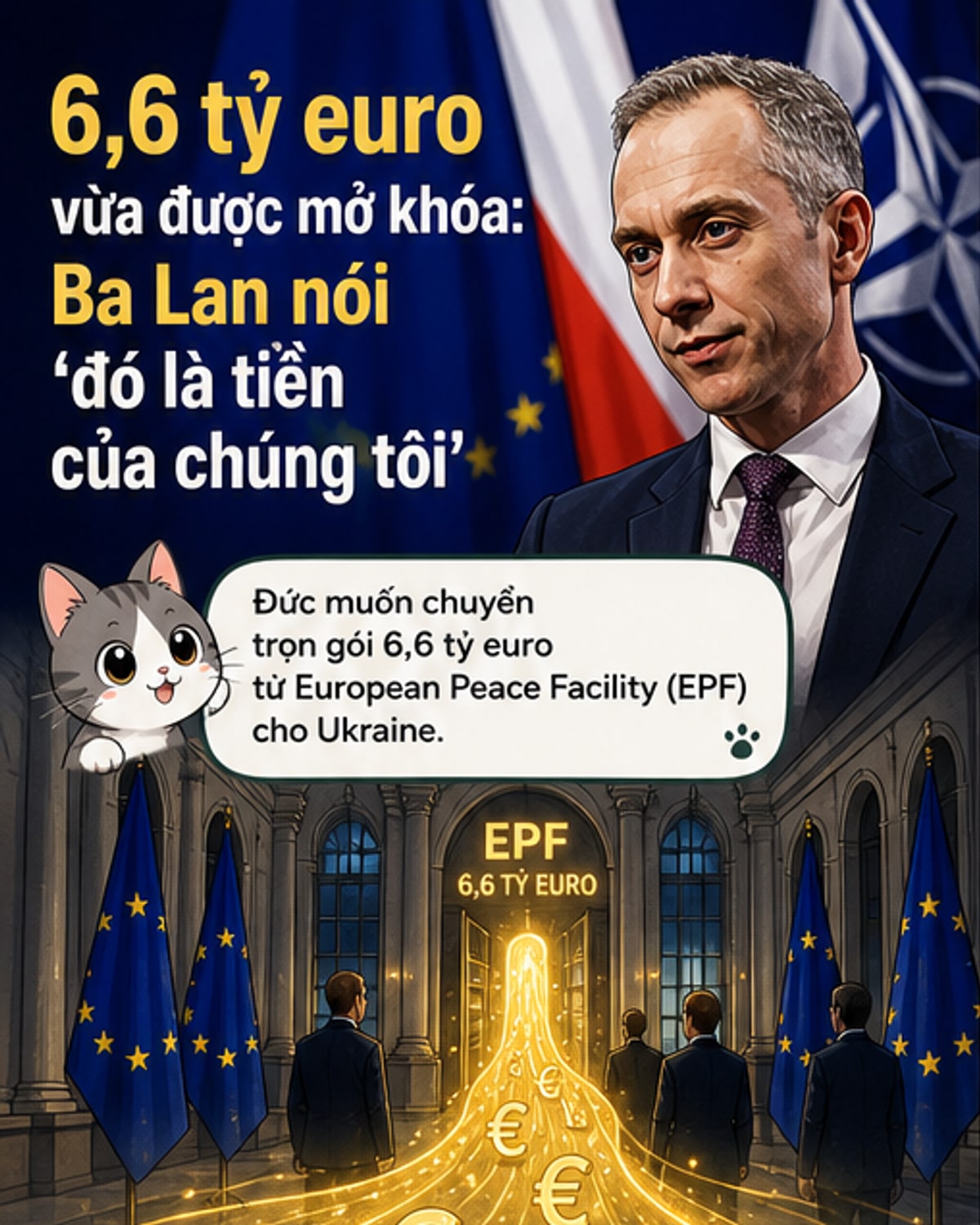 Ba Lan phản đối chuyển 6,6 tỷ euro cho Ukraine
