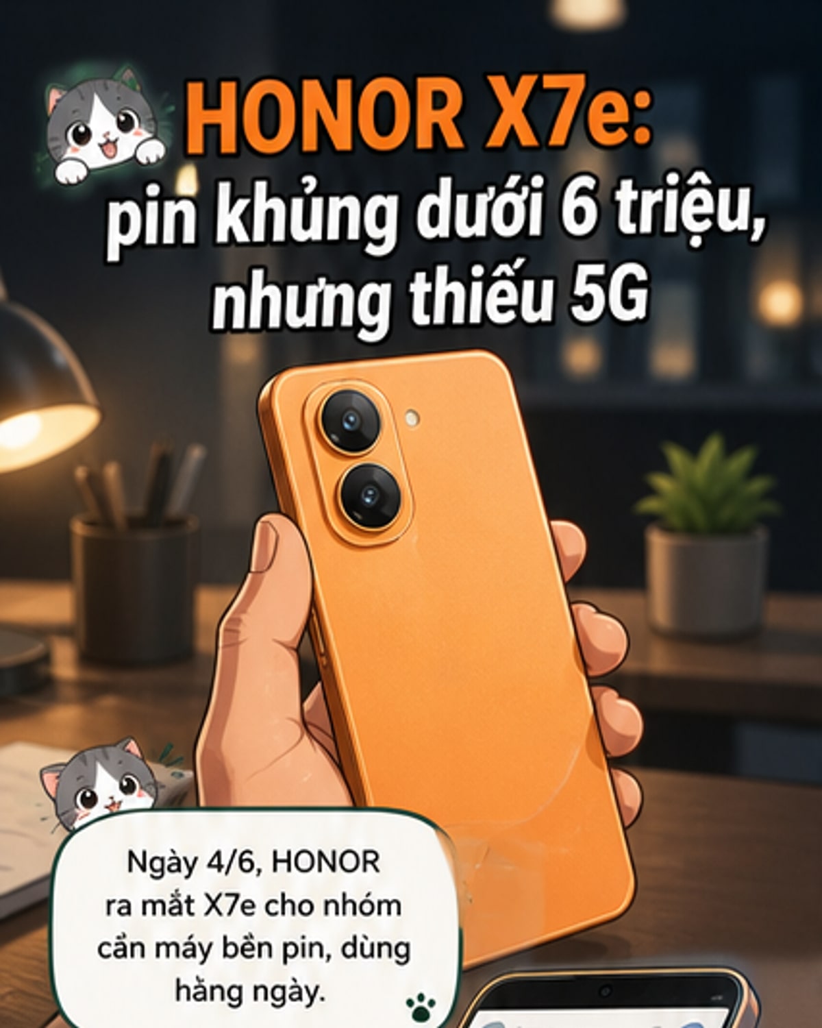 HONOR X7e ra mắt: Pin 7.000 mAh, giá dưới 6 triệu