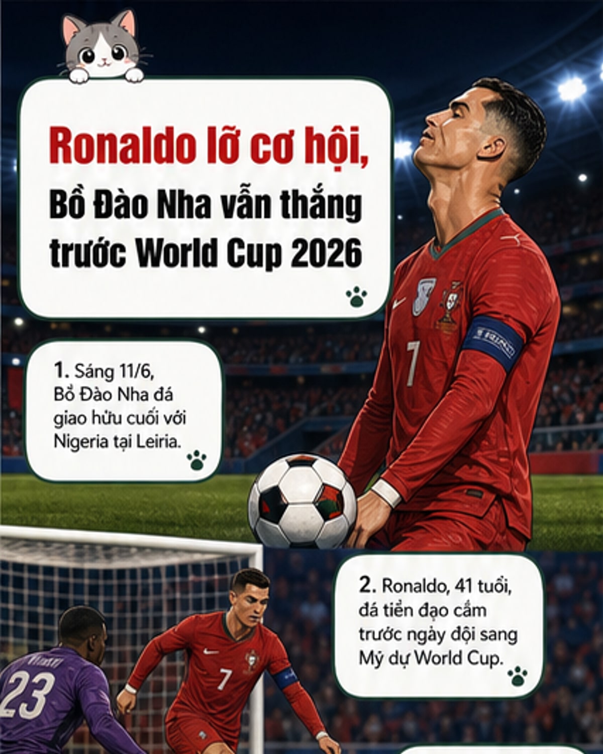 Ronaldo gây thất vọng trước ngày World Cup