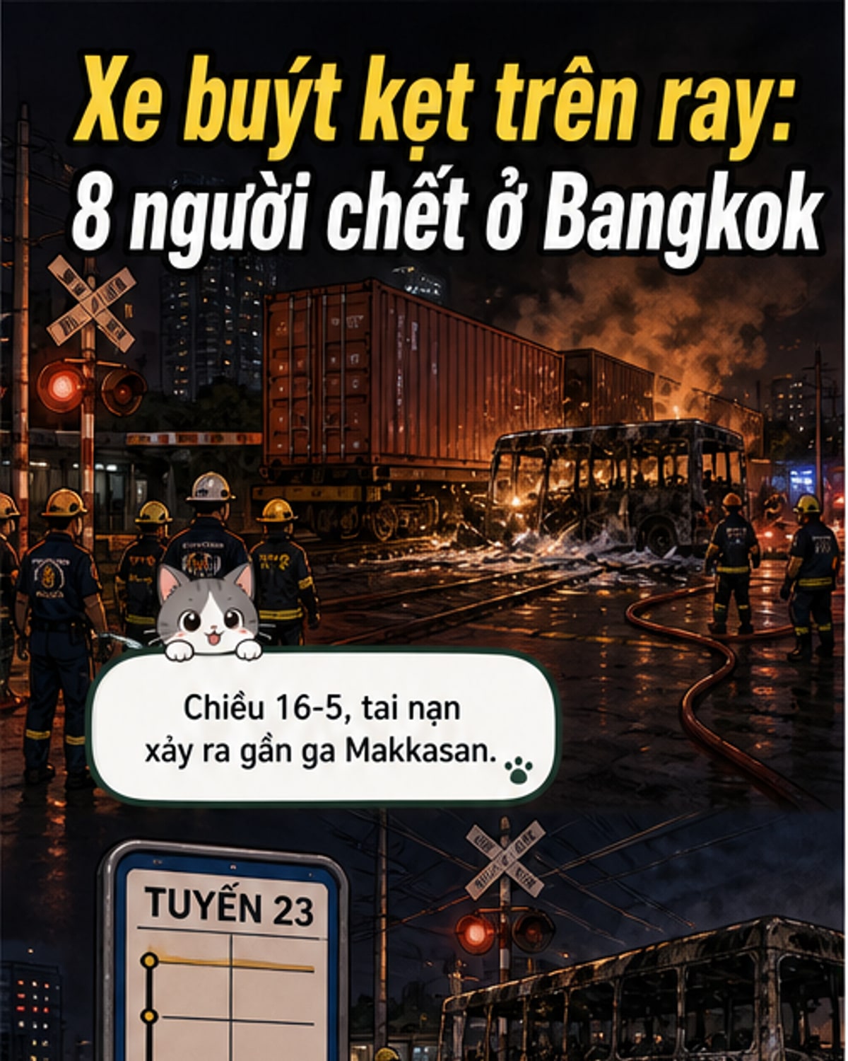 Tàu lửa tông xe buýt ở Bangkok