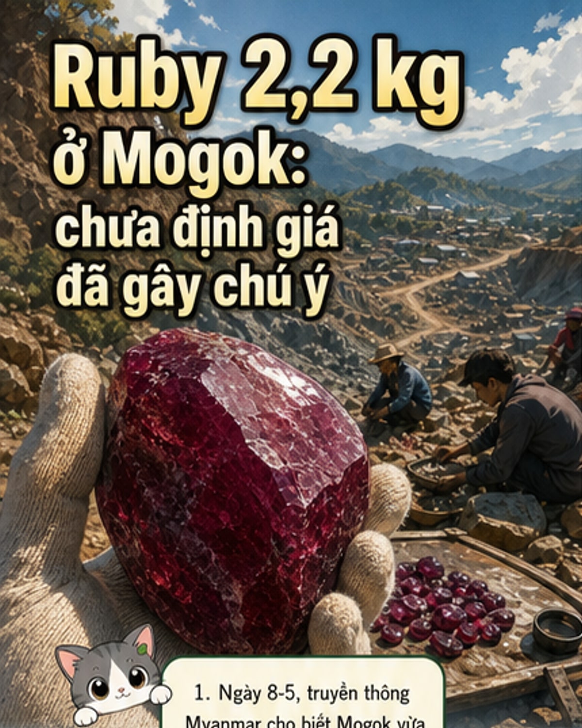 Myanmar phát hiện ruby nặng 2,2kg